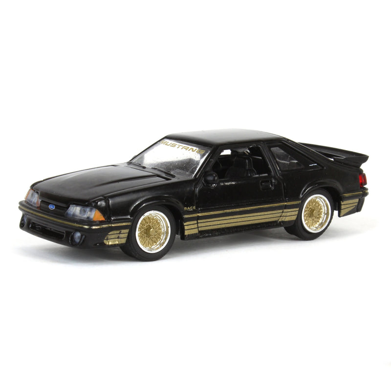 1/64 1988 Ford Mustang SLN with Gold Decals & Rims, Black, LP Diecast Garage Exclusive