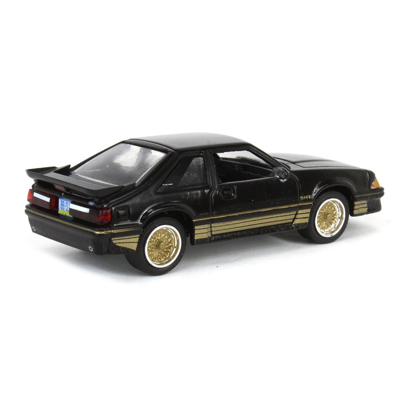 1/64 1988 Ford Mustang SLN with Gold Decals & Rims, Black, LP Diecast Garage Exclusive