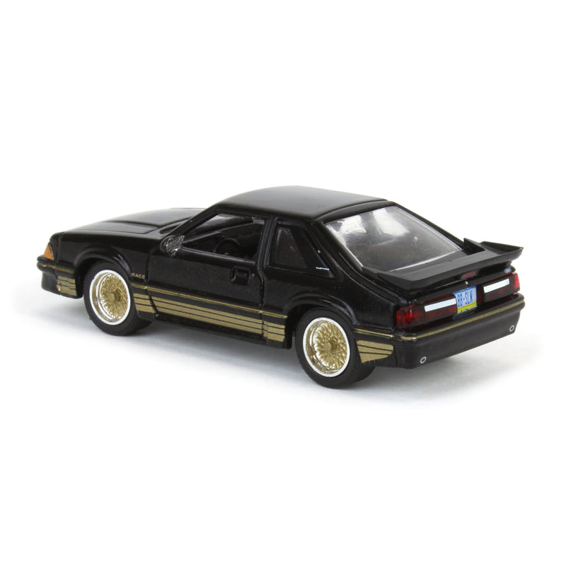 1/64 1988 Ford Mustang SLN with Gold Decals & Rims, Black, LP Diecast Garage Exclusive