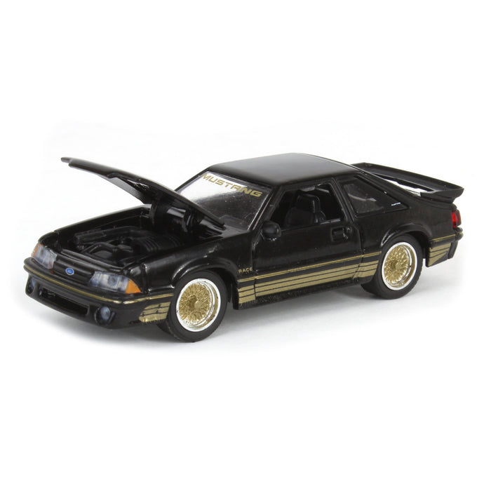 1/64 1988 Ford Mustang SLN with Gold Decals & Rims, Black, LP Diecast Garage Exclusive