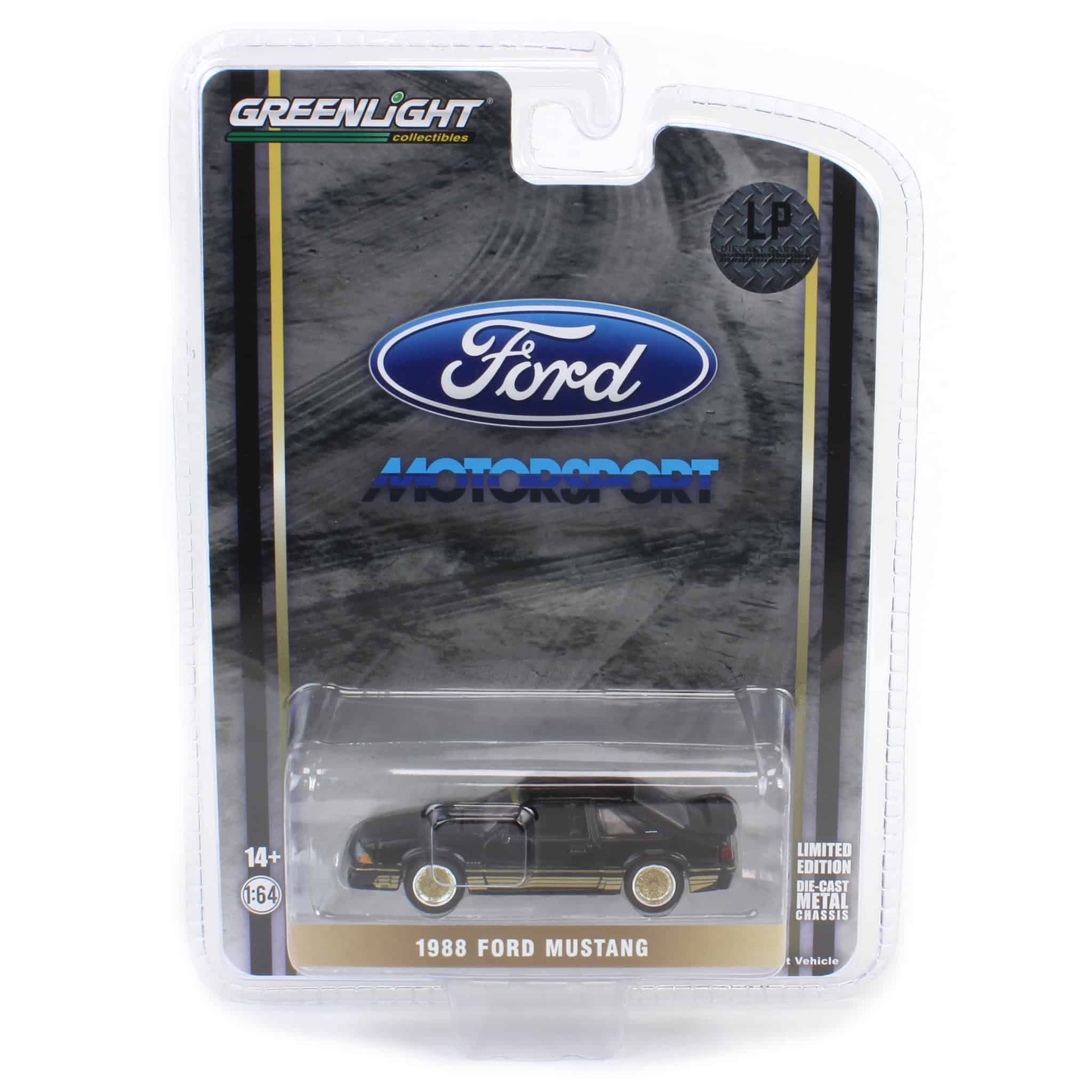 1/64 1988 Ford Mustang SLN with Gold Decals & Rims, Black, LP