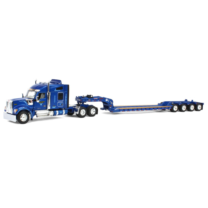 1/64 Kenworth W990 w/ Fontaine Magnitude Tri-axle Lowboy & Flip Tail, Western Distributing, DCP by First Gear