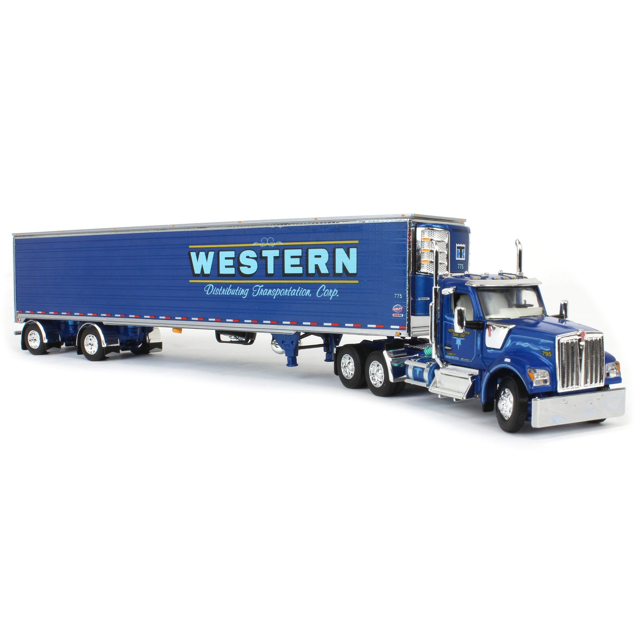 KW Day Cabトレーラー ブームアーム付き 1/64 60-1724 DCP 1/64 Kenworth W990 Day Cab with 53ft Utility Reefer