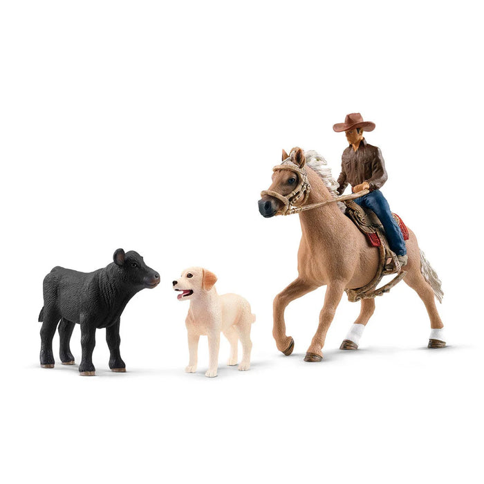 Western Riding Adventures Set with Cowboy, Horse, Calf, Dog & Accessories by Schleich