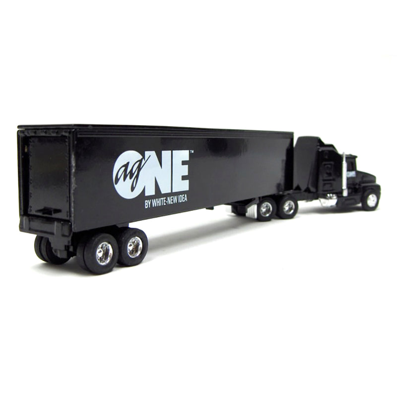 1/64 ERTL Black Kenworth T600A Semi Truck & Trailer, AG ONE by White New Idea