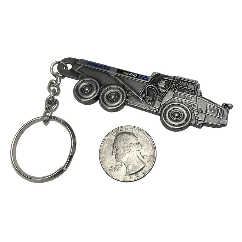 Komatsu HM400 Dump Truck Embossed Metal Keychain