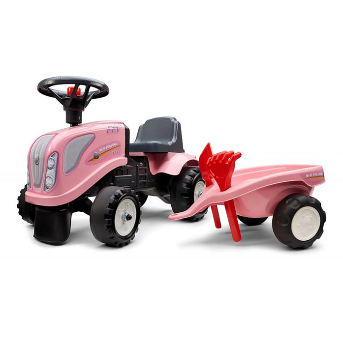 New Holland Girl's Pink Ride-on Tractor with Trailer and Tools