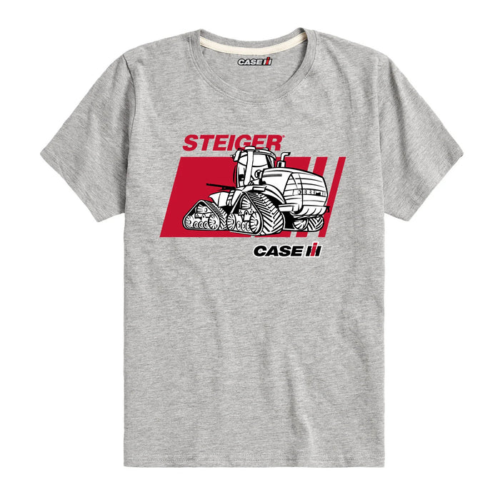 Youth Case IH Steiger Quadtrac Heather Gray Short Sleeve T-Shirt