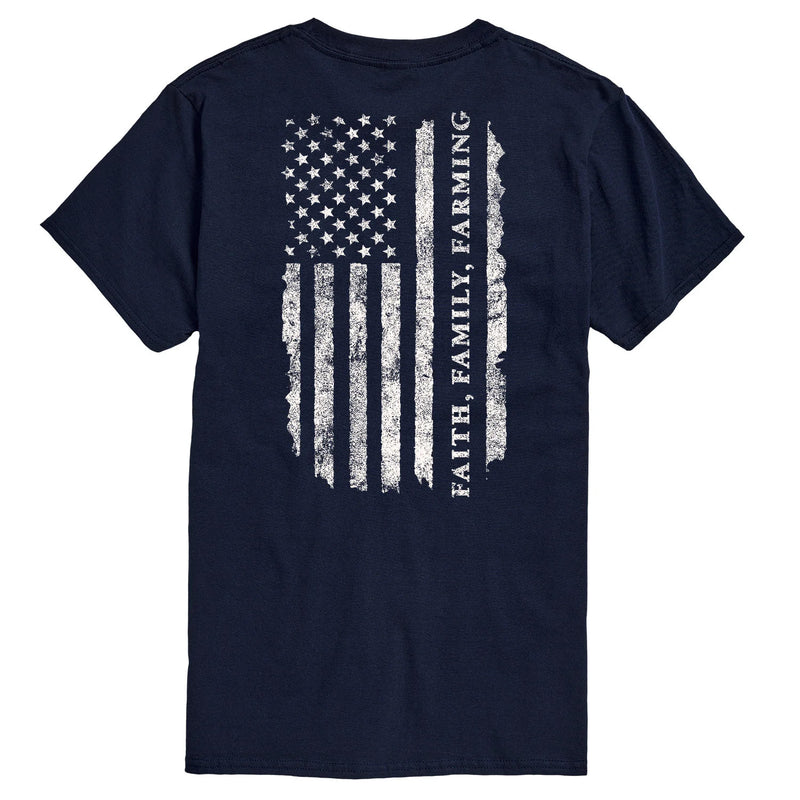 Adult IH Faith Family Farming Flag Navy Blue Short Sleeve T-Shirt