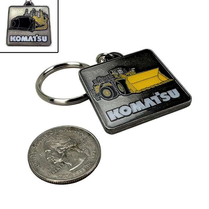 Komatsu Two-Sided Keychain Featuring Dozer & Wheel Loader