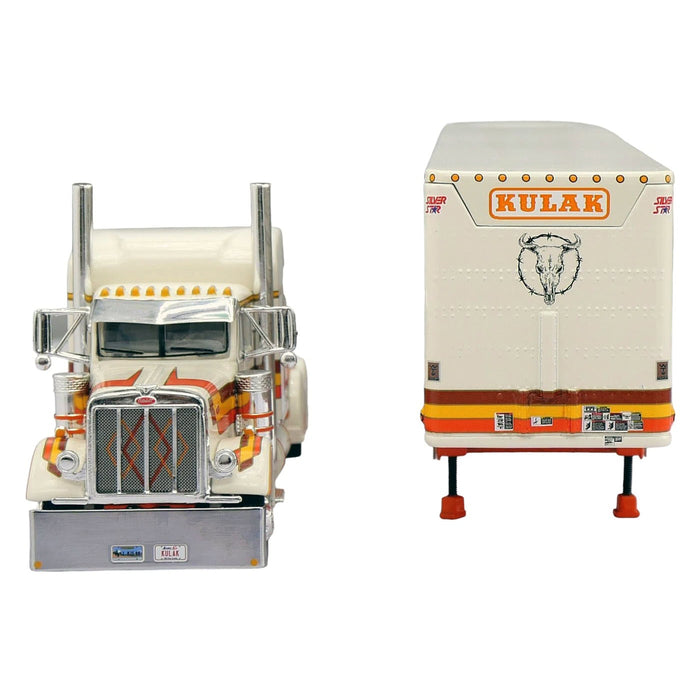 1/64 Cream & Orange Peterbilt 379 with Wilson Livestock Trailer, Kulak & Sons, DCP by First Gear