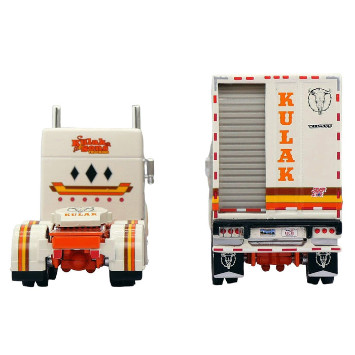 1/64 Cream & Orange Peterbilt 379 with Wilson Livestock Trailer, Kulak & Sons, DCP by First Gear