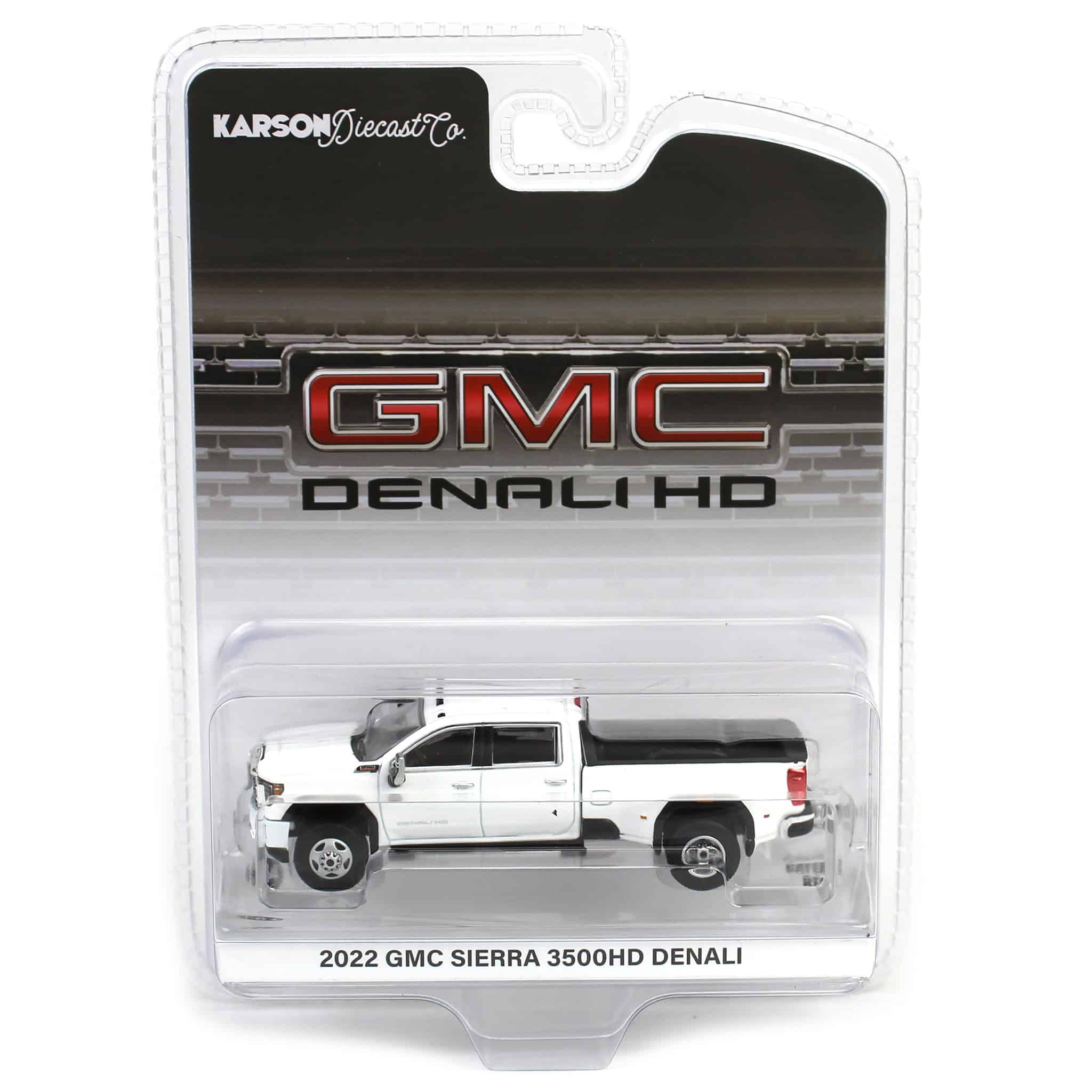 1/64 2022 GMC Sierra 3500 Denali Dually, White Frost, Karson