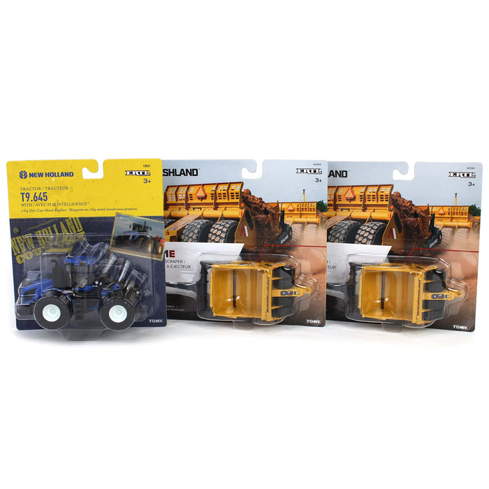 1/64 New Holland T9.645 4WD with (2) Ashland 2811E Pull Type Scrapers