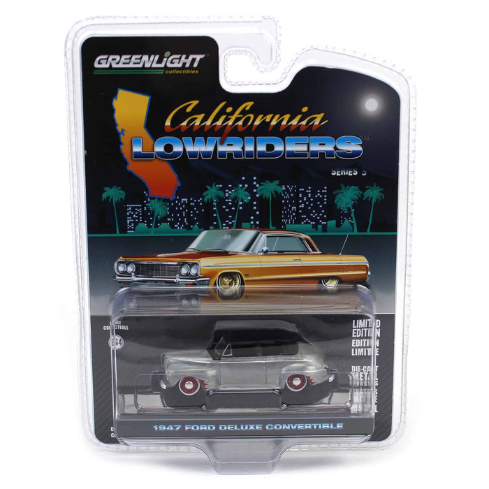 Raw Chase Unit ~ 1/64 1947 Ford Deluxe Convertible Lowrider, Black & Red, California Lowriders Series 5