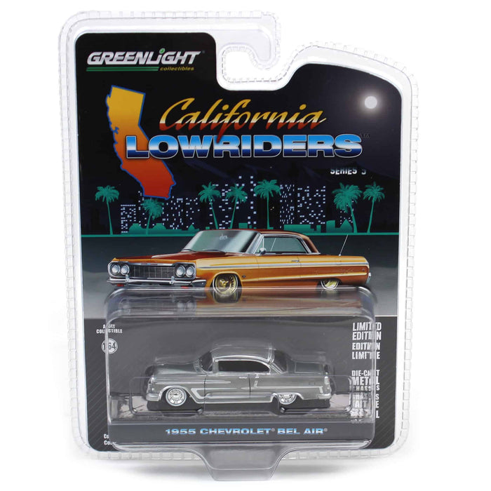 Raw Chase Unit ~ 1/64 1955 Chevrolet Bel Air Lowrider, Red & Silver, California Lowriders Series 5