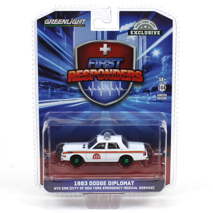 Green Machine ~ 1/64 1983 Dodge Diplomat, NYC EMS First Responders, Hobby Exclusive