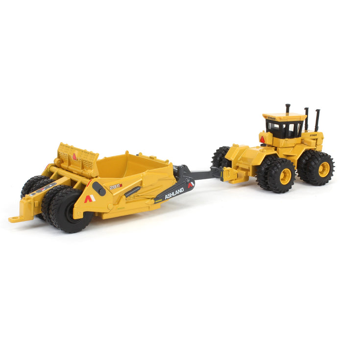 1/64 Steiger Super Wildcat II Industrial Yellow Tractor with (1) Ashland 2811E Pull Type Scraper