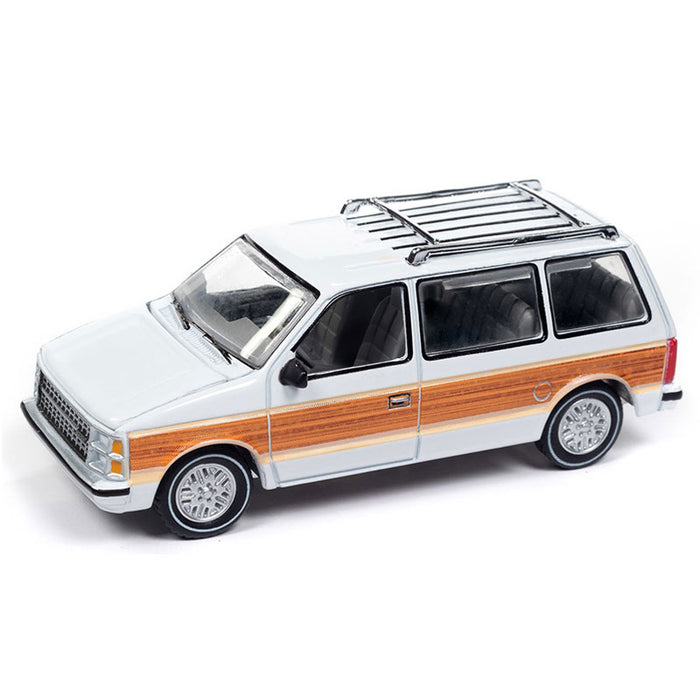 1/64 Auto World 1985 Dodge Caravan, DW2 White with Woodgrain