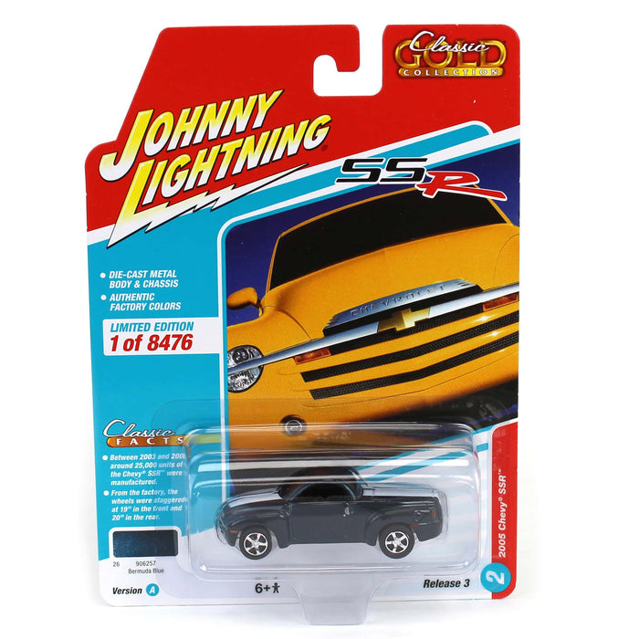 1/64 Johnny Lightning Classic Gold 2022 Release 3A - 2005 Chevrolet SSR, Bermuda Blue