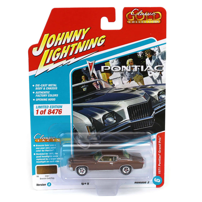 1/64 Johnny Lightning Classic Gold 2022 Release 3A - 1971 Pontiac Grand Prix, Bronzini Gold Metallic