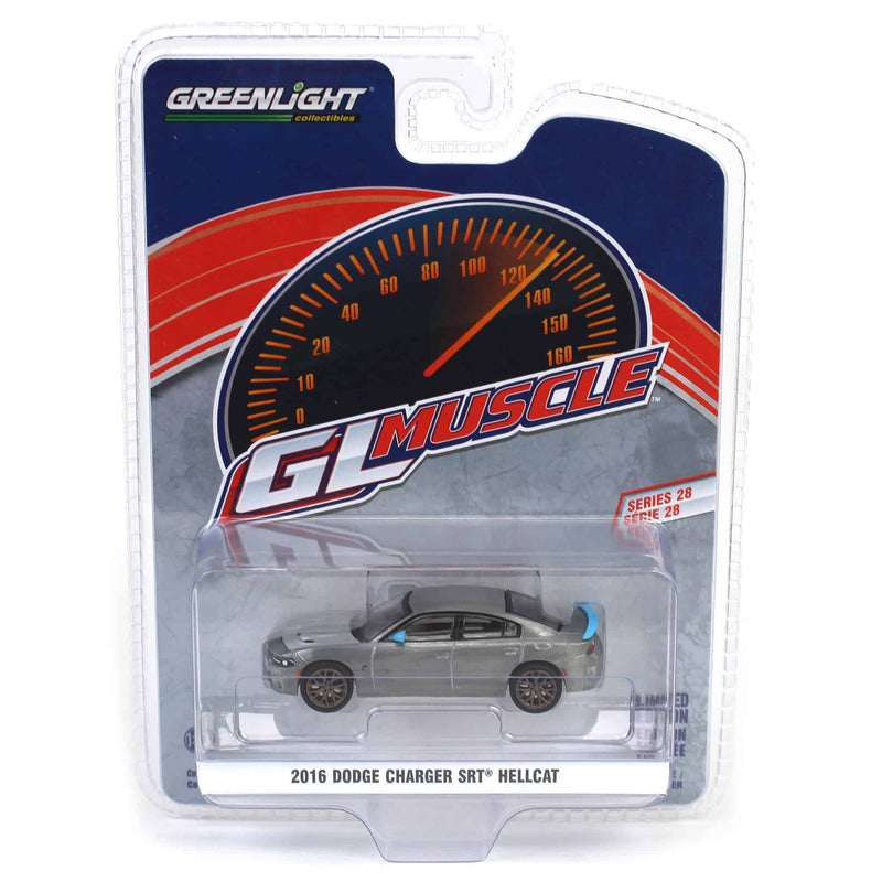 Raw Chase Unit ~ 1/64 2016 Dodge Charger SRT Hellcat, B5 Blue, GreenLight Muscle Series 28