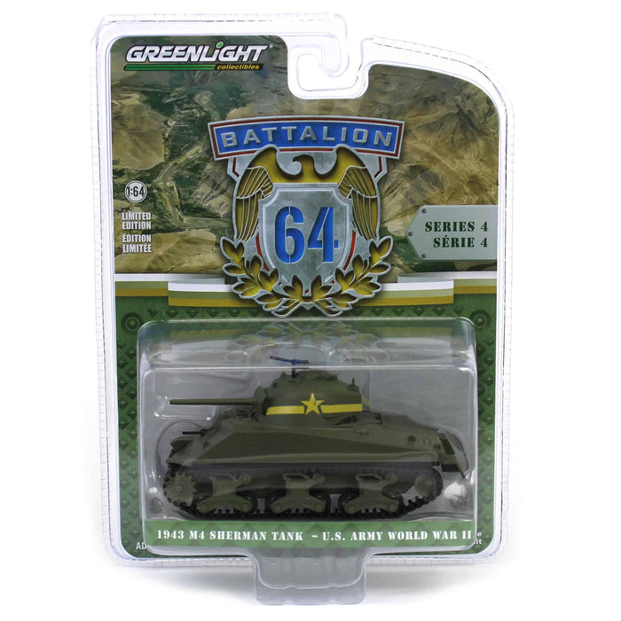 1/64 1943 M4 Sherman Tank US Army World War II, 13th Armored Regiment, Battalion 64 Series 4