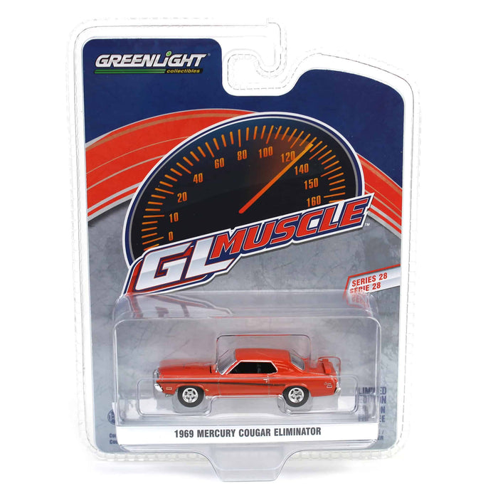 1/64 1969 Mercury Cougar Eliminator, Competition Orange, GreenLight Muscle Series 28