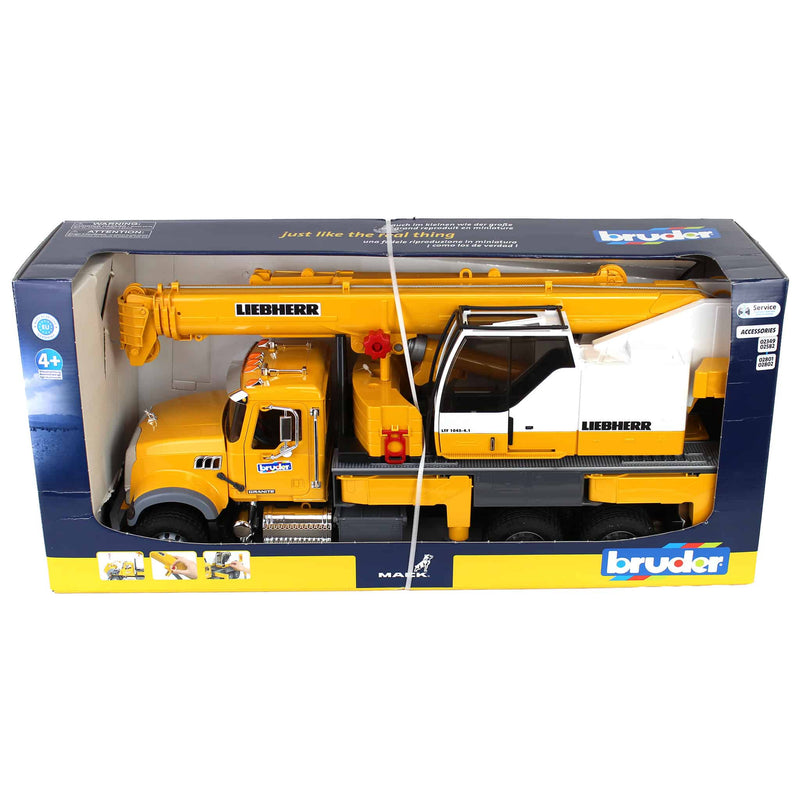 1/16 Mack Granite Liebherr Crane Truck by Bruder, 26in Long