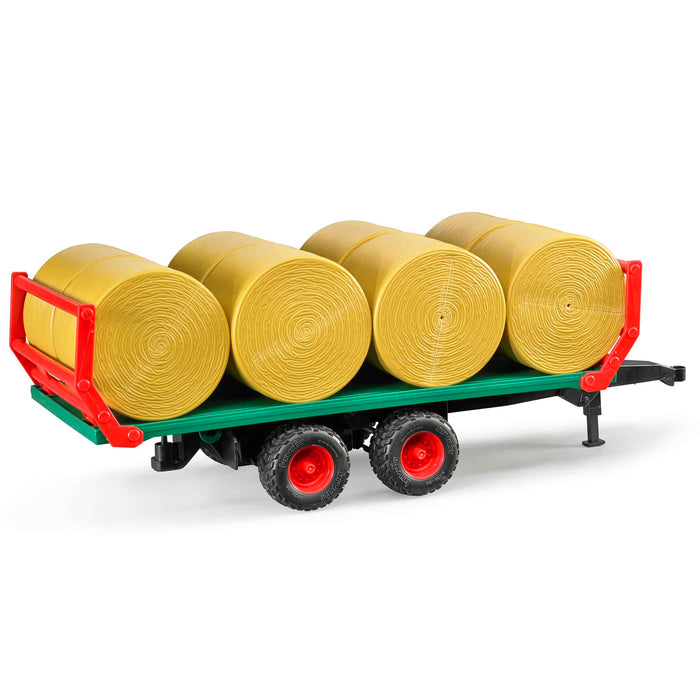 1/16 Flat Wagon Bale Carrier with 8 Round Bales by Bruder