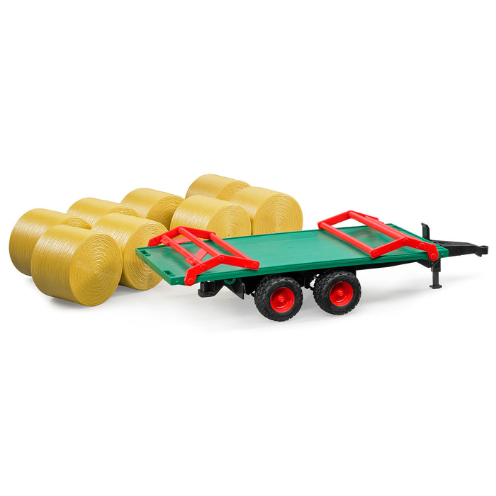 1/16 Flat Wagon Bale Carrier with 8 Round Bales by Bruder