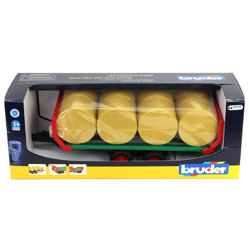 1/16 Flat Wagon Bale Carrier with 8 Round Bales by Bruder
