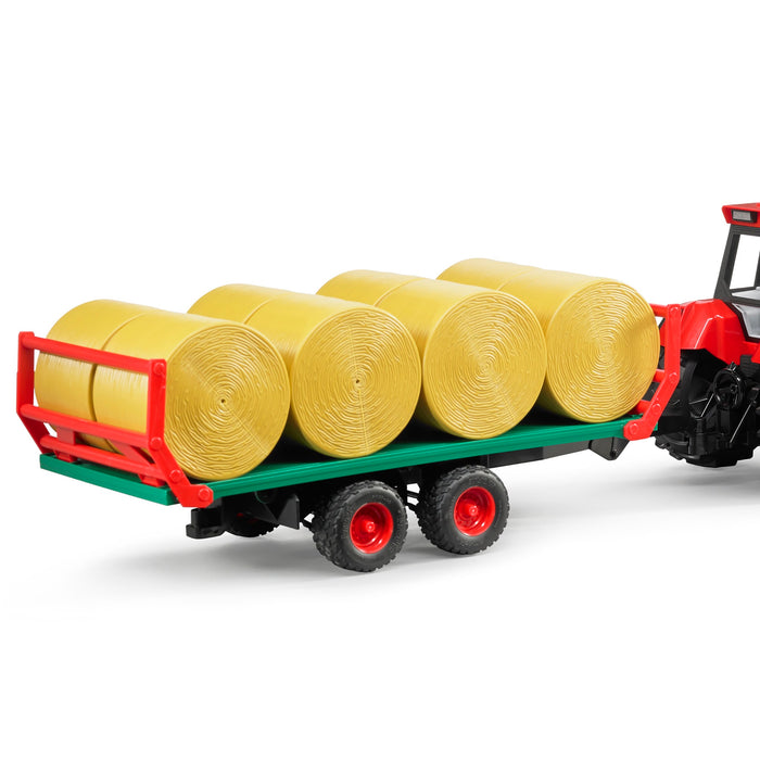 1/16 Flat Wagon Bale Carrier with 8 Round Bales by Bruder