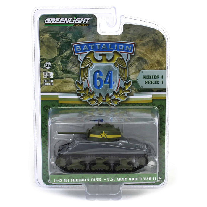 Raw Chase Unit ~ 1/64 1943 M4 Sherman Tank US Army World War II, 13th Armored Regiment, Battalion 64 Series 4