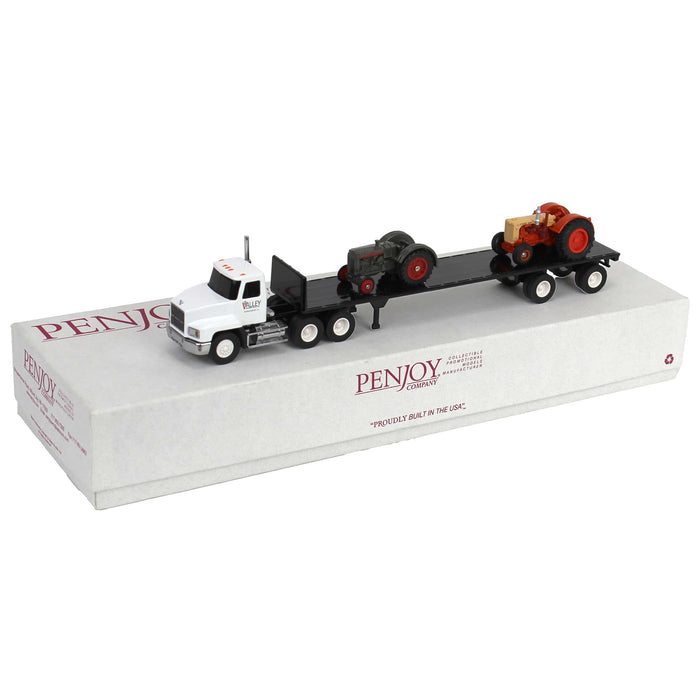 1/64 Mack Semi with Flatbed and 2 Case Tractors