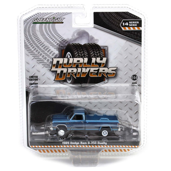 1/64 1989 Dodge Ram D-350, Twilight Blue Metallic & Ice Blue Metallic, Dually Drivers Series 14