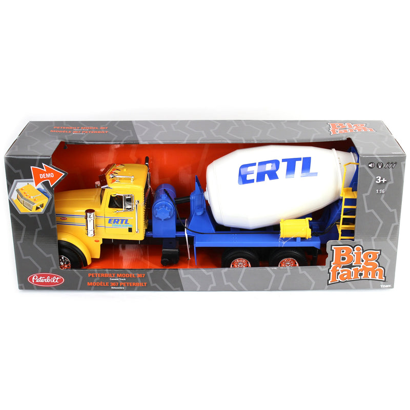 1/16 Big Farm Peterbilt Model 367 Cement Mixer Truck, ERTL Yellow & Blue,