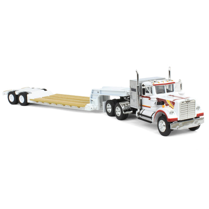 1/64 White Western Star 4900 36in Vintage Sleeper w/ Rogers Vintage Lowboy Trailer, DCP by First Gear