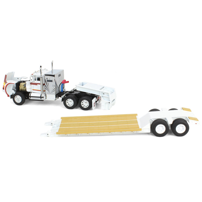 1/64 White Western Star 4900 36in Vintage Sleeper w/ Rogers Vintage Lowboy Trailer, DCP by First Gear