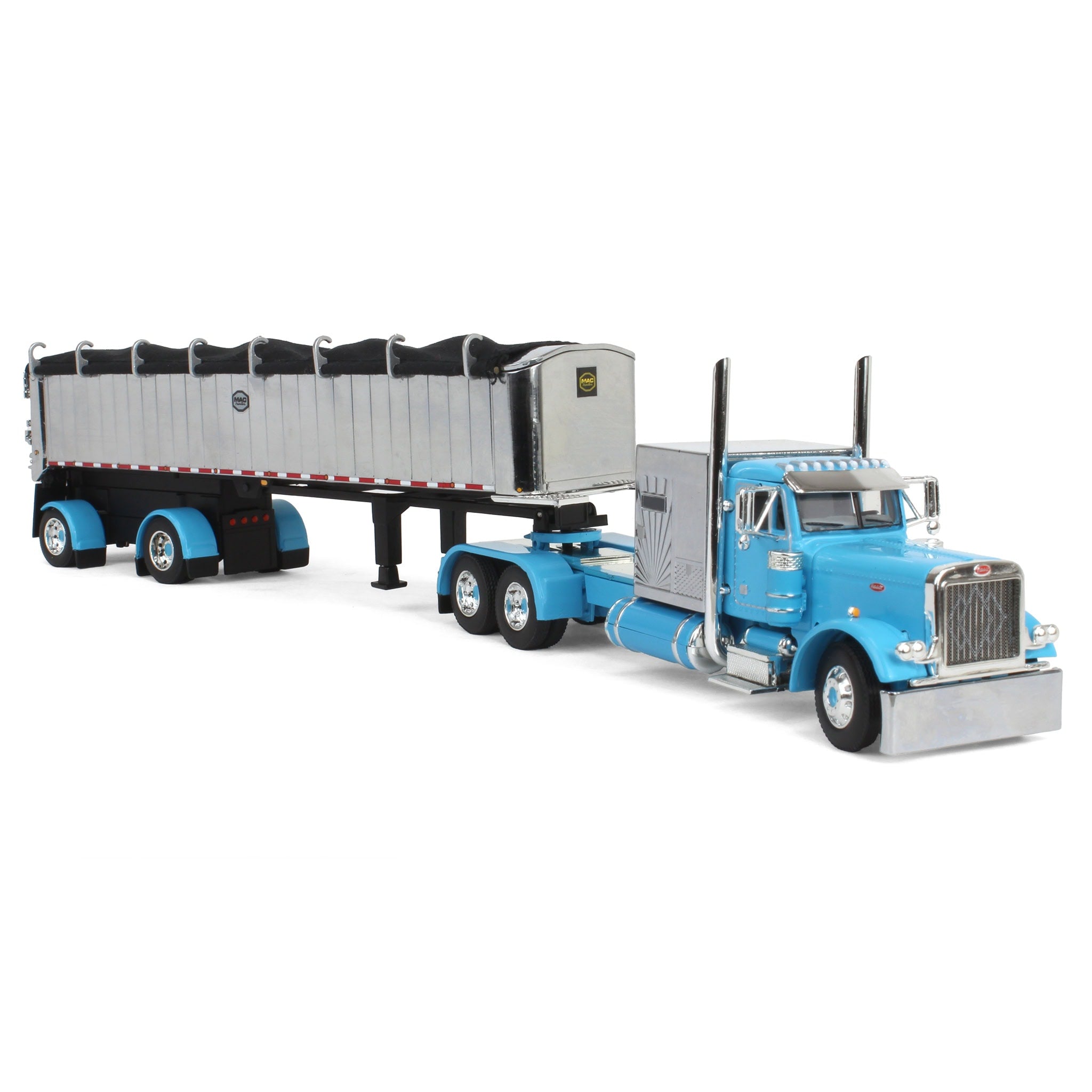 1/64 Cyan Peterbilt 379 Semi Truck with 60in Vintage Sleeper & MAC