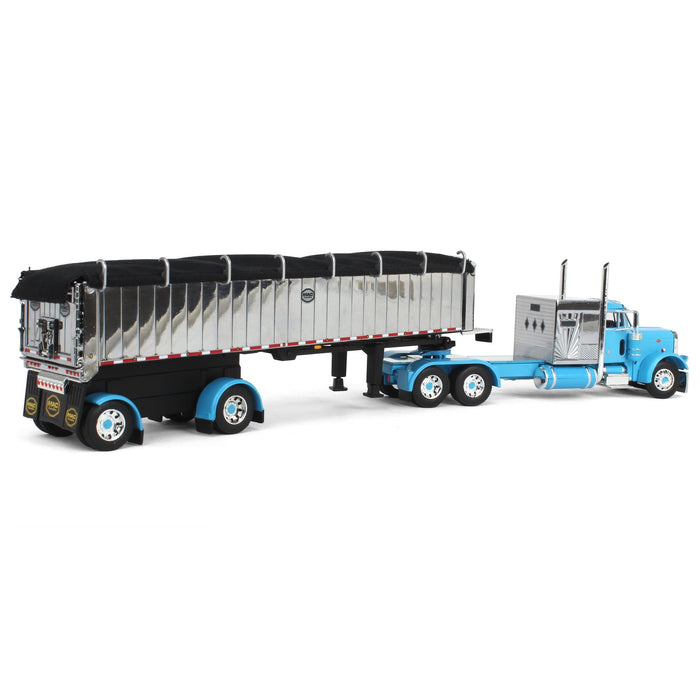 1/64 Cyan Peterbilt 379 60in Vintage Sleeper w/ MAC Coal End Dump Trailer, DCP by First Gear