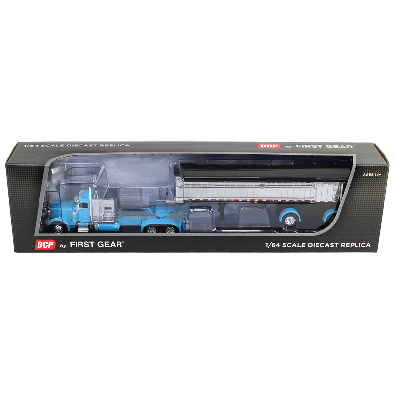 (B&D) 1/64 Cyan Peterbilt 379 Semi Truck with MAC Coal End Dump Trailer, DCP by First Gear - Damaged Box