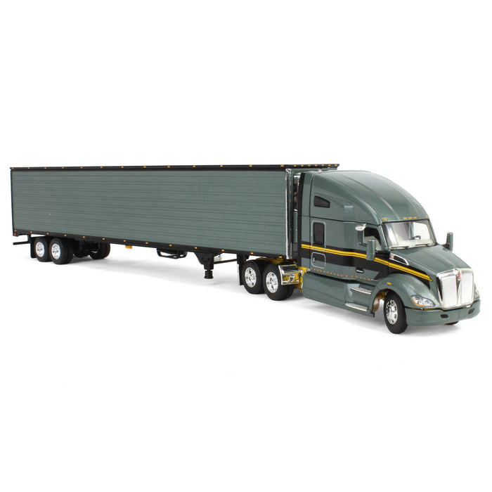 1/64 Gunmetal Gray Kenworth T680 Sleeper with Tandem-Axle Reefer Trailer, DCP by First Gear