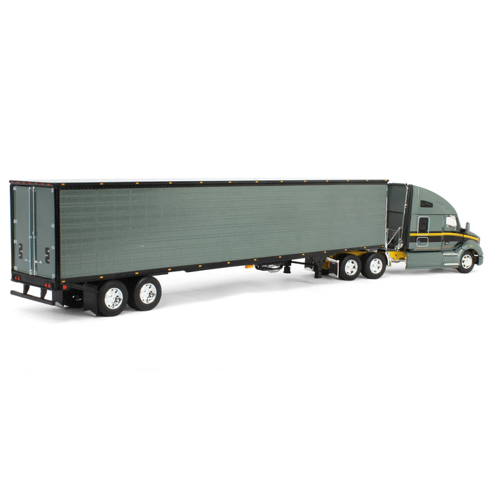 1/64 Gunmetal Gray Kenworth T680 Sleeper with Tandem-Axle Reefer Trailer, DCP by First Gear