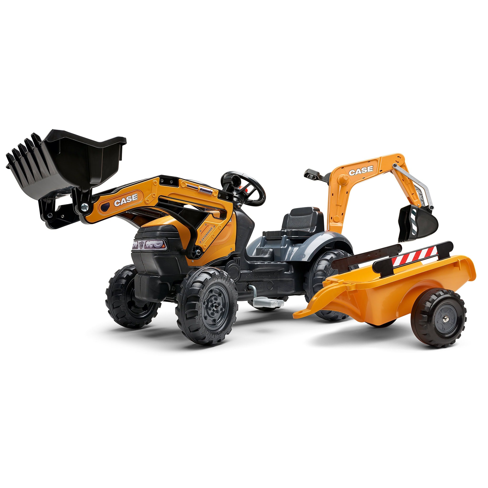 Case Construction Pedal Backhoe with Rear Excavator and Trailer