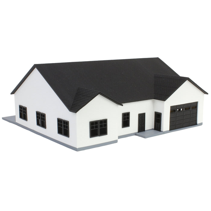 1/64 White & Black “The Ranch” Farm House w/ Opening Garage & Back Deck, 3D Printed