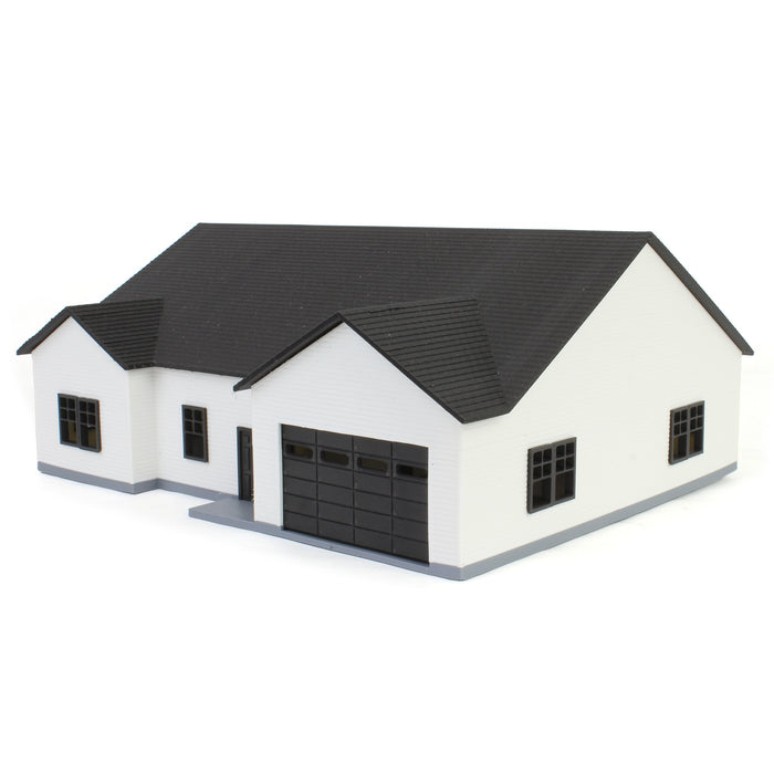 1/64 White & Black “The Ranch” Farm House w/ Opening Garage & Back Deck, 3D Printed