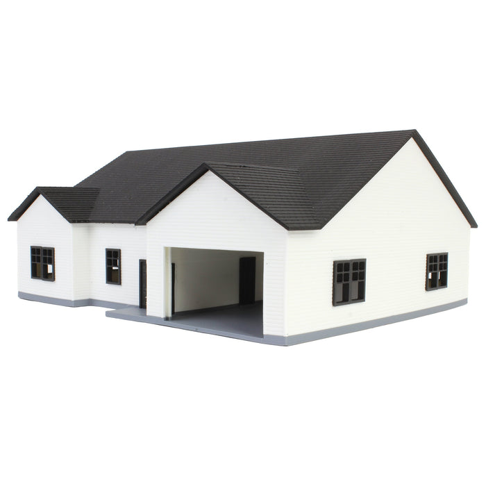 1/64 White & Black “The Ranch” Farm House w/ Opening Garage & Back Deck, 3D Printed