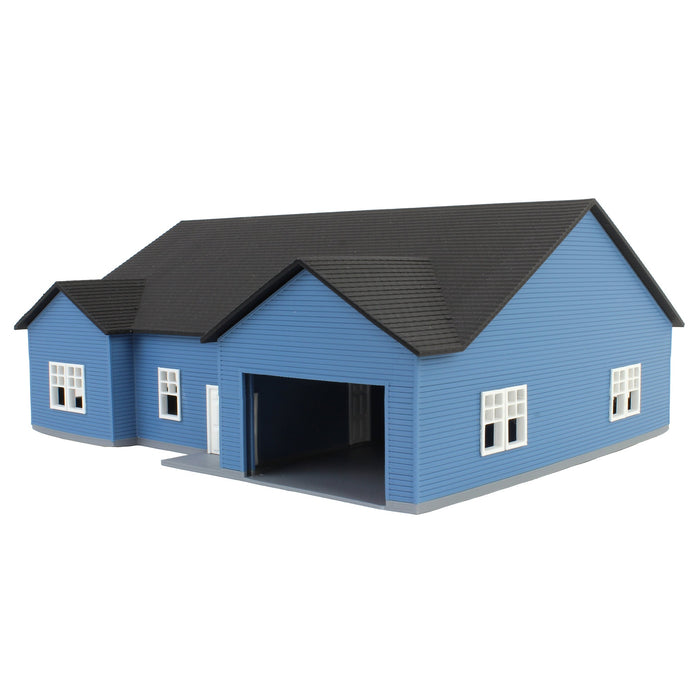 1/64 Blue & White “The Ranch” Farm House w/ Opening Garage & Back Deck, 3D Printed