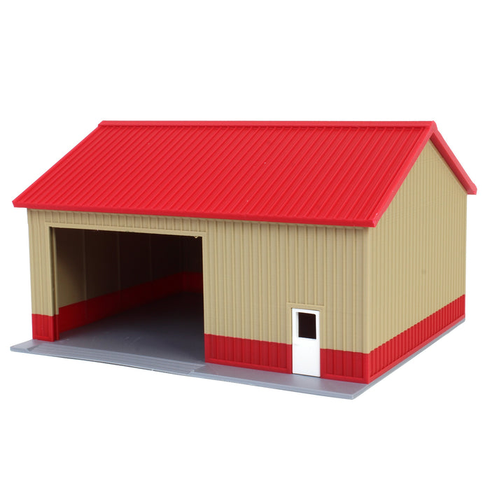 1/64 Tan & Red "Papa's Shop" 40ft x 30ft Farm Shed w/ Removeable Door & Roof, 3D Printed